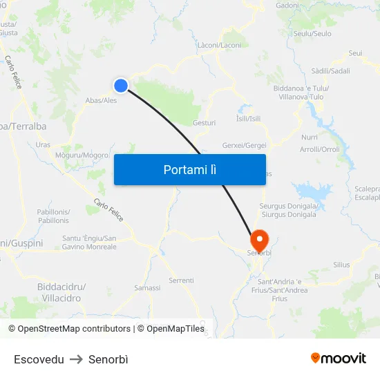 Escovedu to Senorbì map