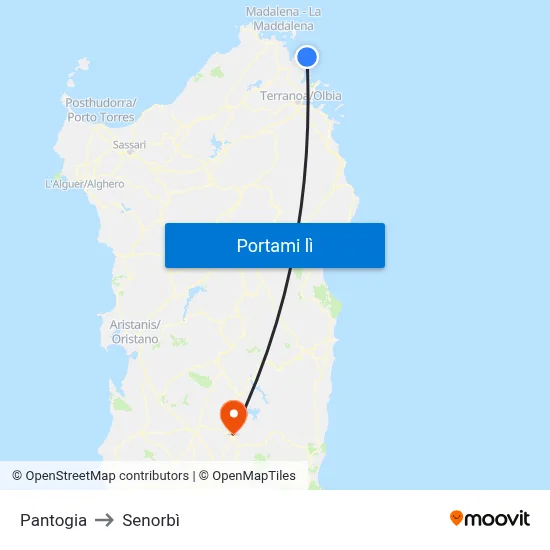 Pantogia to Senorbì map