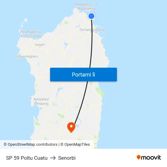 SP 59 Poltu Quatu to Senorbì map