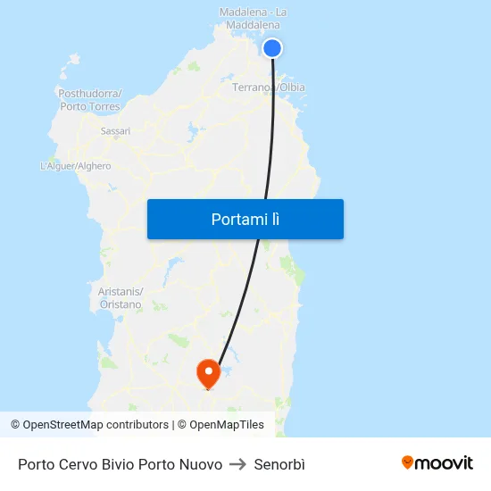 Porto Cervo Bivio Porto Nuovo to Senorbì map