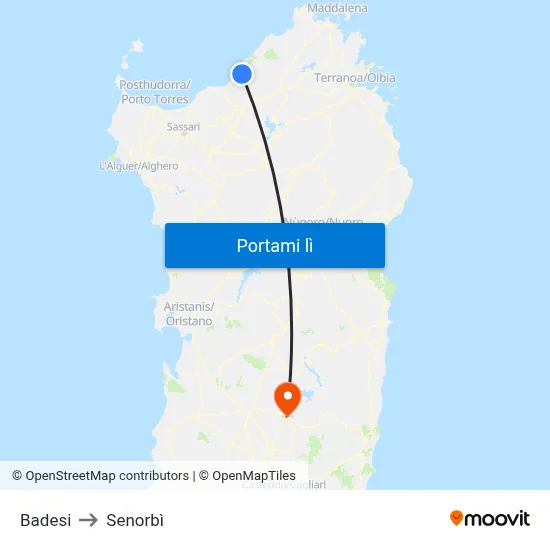 Badesi to Senorbì map