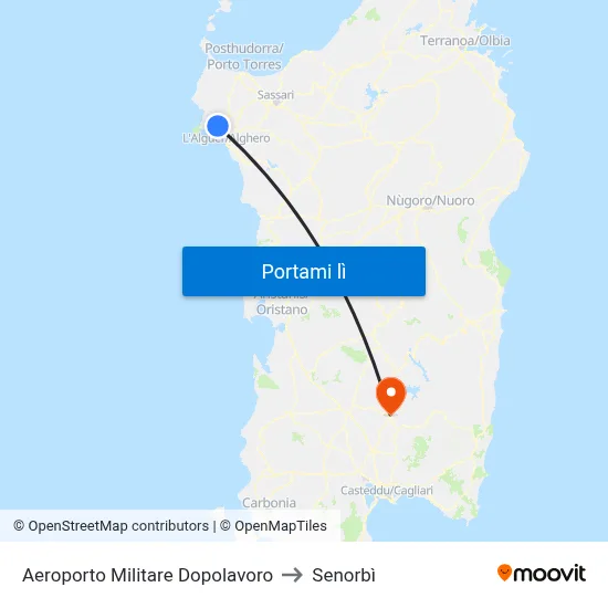 Aeroporto Militare Dopolavoro to Senorbì map