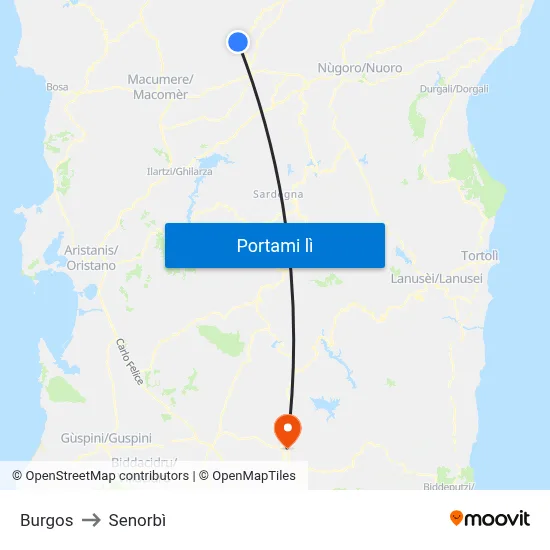 Burgos to Senorbì map