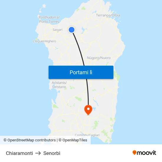 Chiaramonti to Senorbì map