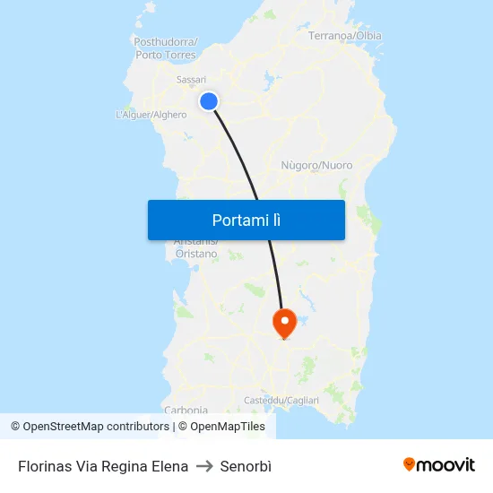 Florinas Via Regina Elena to Senorbì map