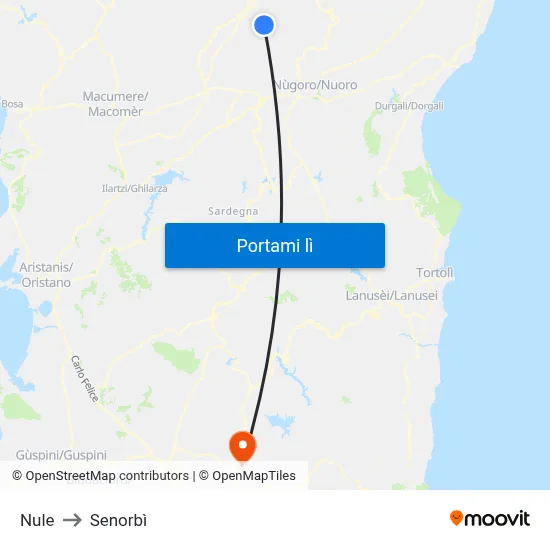 Nule to Senorbì map
