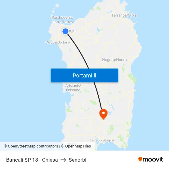 Bancali SP 18 - Chiesa to Senorbì map