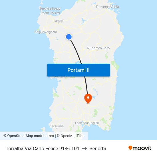 Torralba Via Carlo Felice 91-Fr.101 to Senorbì map