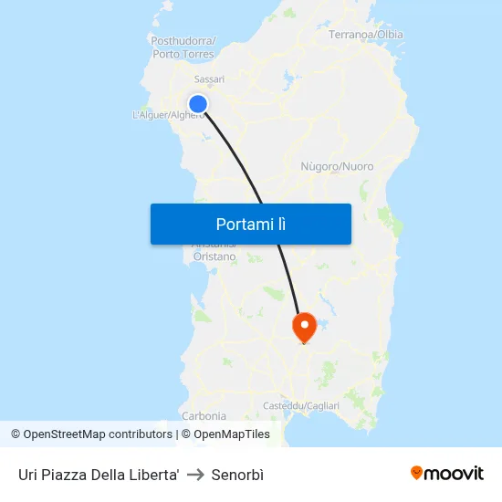 Uri Piazza Della Liberta' to Senorbì map