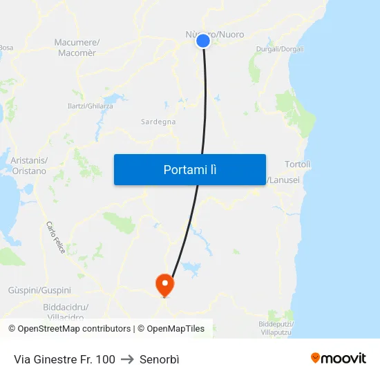 Via Ginestre Fr. 100 to Senorbì map