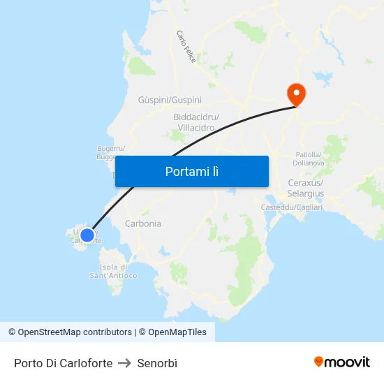Porto Di Carloforte to Senorbì map