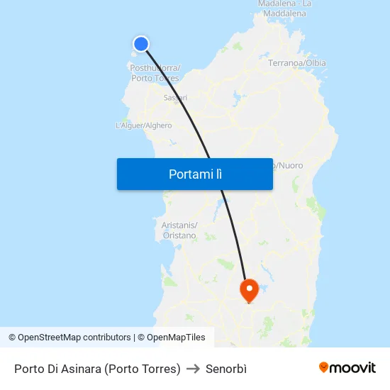 Porto Di Asinara to Senorbì map