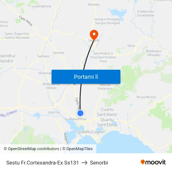 Sestu Fr.Cortexandra-Ex Ss131 to Senorbì map