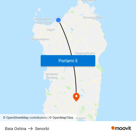 Baia Ostina to Senorbì map