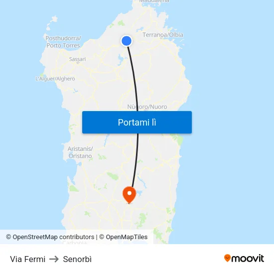 Via Fermi to Senorbì map