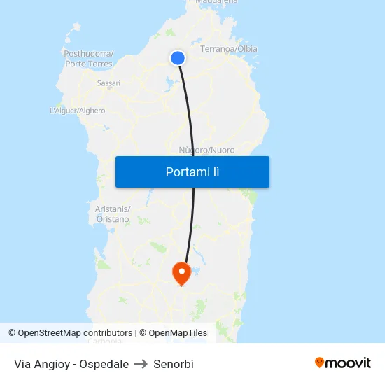 Via Angioy - Ospedale to Senorbì map