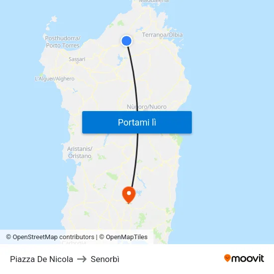 Piazza De Nicola to Senorbì map