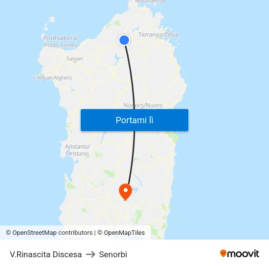 V.Rinascita Discesa to Senorbì map