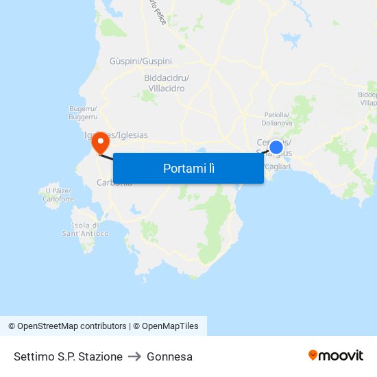 Settimo S.P. Stazione to Gonnesa map