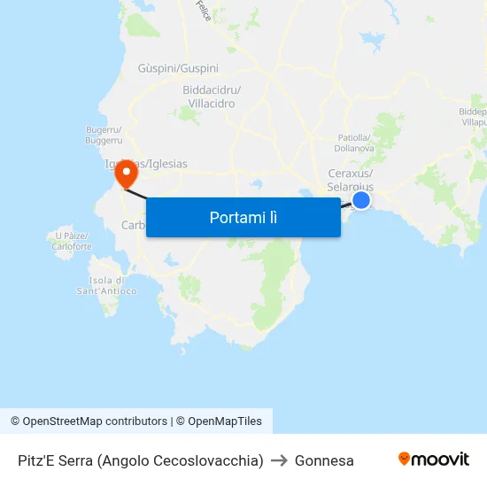 Pitz'E Serra (Angolo Cecoslovacchia) to Gonnesa map