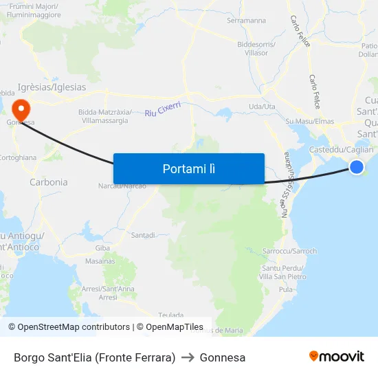 Borgo Sant'Elia (Fronte Ferrara) to Gonnesa map