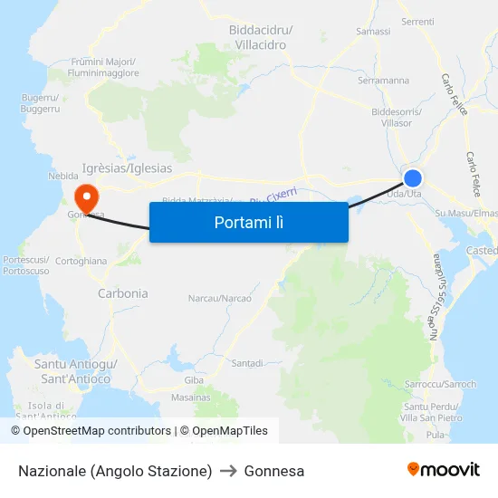 Nazionale (Angolo Stazione) to Gonnesa map
