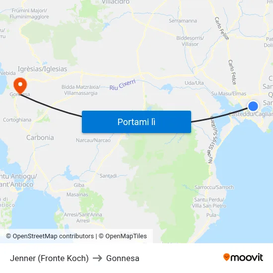 Jenner (Fronte Koch) to Gonnesa map