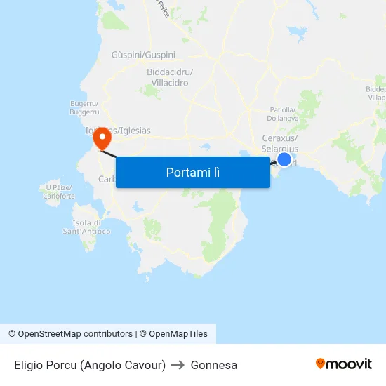 Eligio Porcu (Angolo Cavour) to Gonnesa map