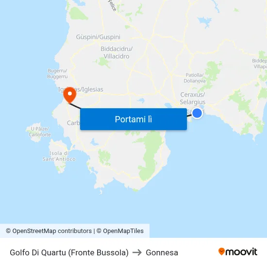 Golfo Di Quartu (Fronte Bussola) to Gonnesa map