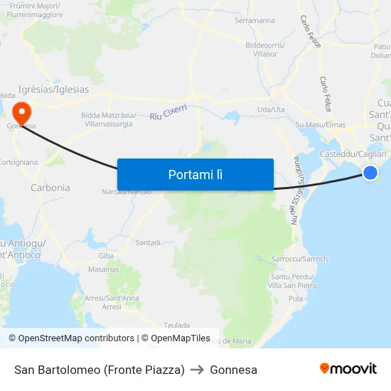 San Bartolomeo (Fronte Piazza) to Gonnesa map