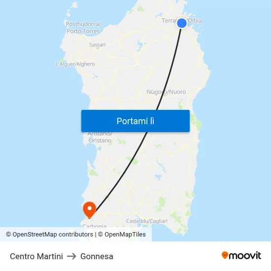 Centro Martini to Gonnesa map