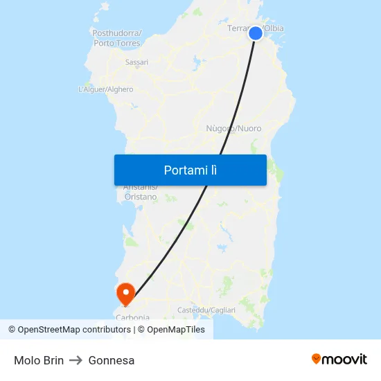 Molo Brin to Gonnesa map