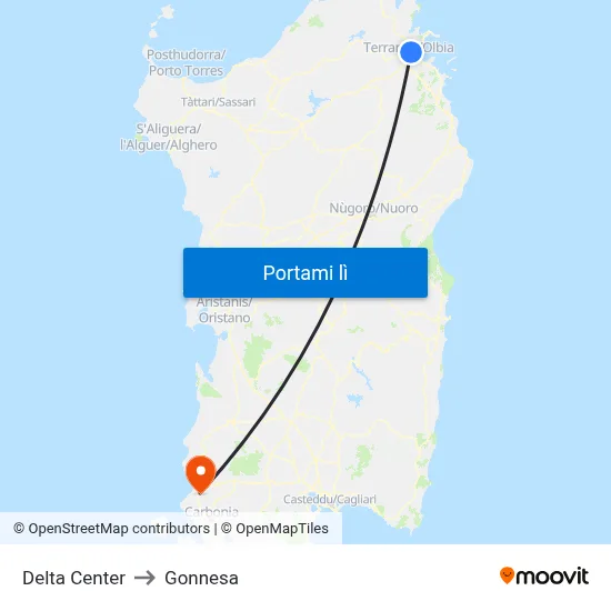 Delta Center to Gonnesa map