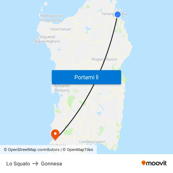 Lo Squalo to Gonnesa map
