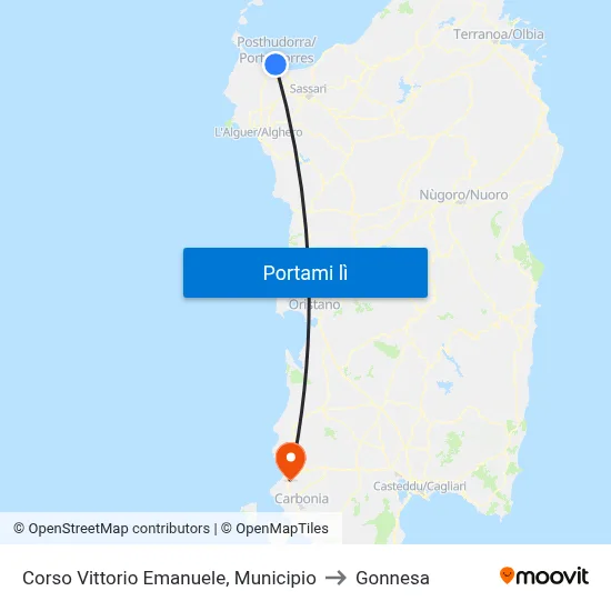 Corso Vittorio Emanuele, Municipio to Gonnesa map