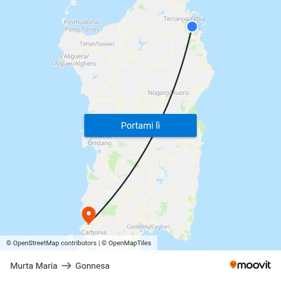 Murta Maria to Gonnesa map
