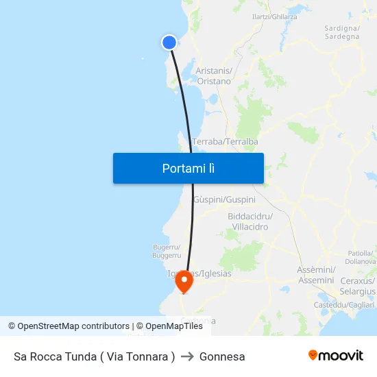 Sa Rocca Tunda ( Via Tonnara ) to Gonnesa map