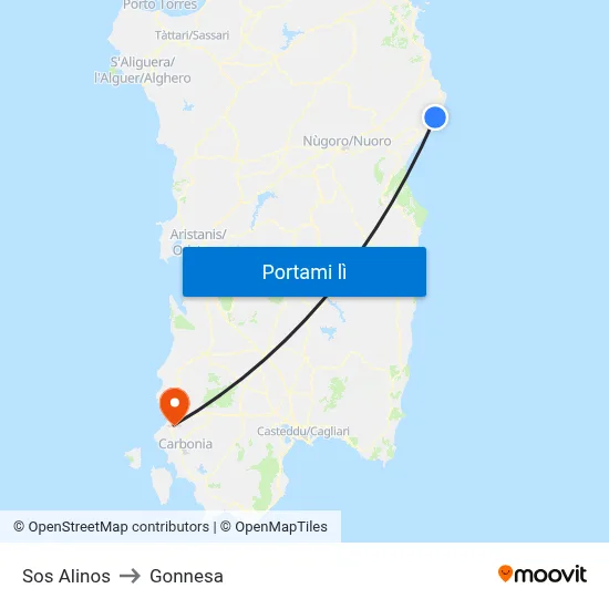 Sos Alinos to Gonnesa map