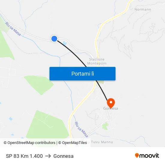 SP 83 Km 1.400 to Gonnesa map