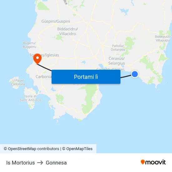 Is Mortorius to Gonnesa map