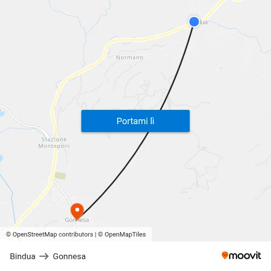 Bindua to Gonnesa map