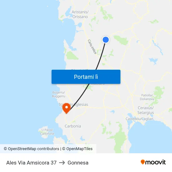 Ales Via Amsicora 37 to Gonnesa map