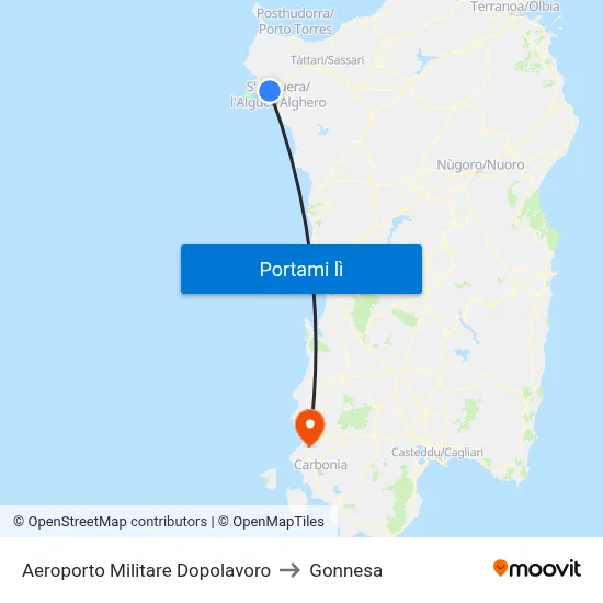 Aeroporto Militare Dopolavoro to Gonnesa map