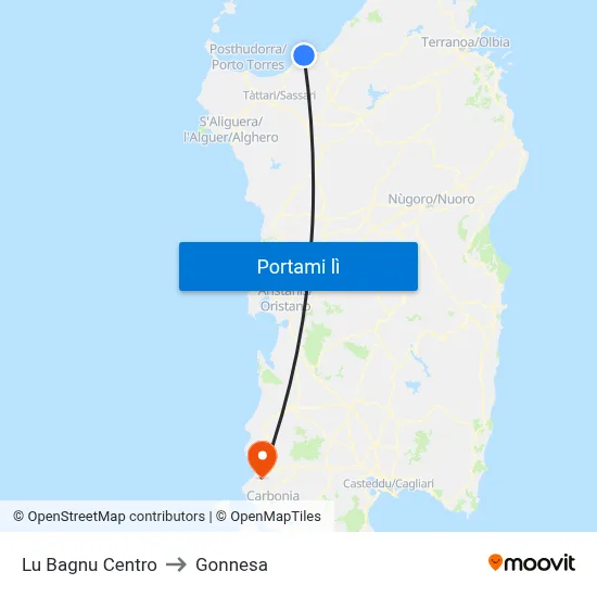 Lu Bagnu Centro to Gonnesa map