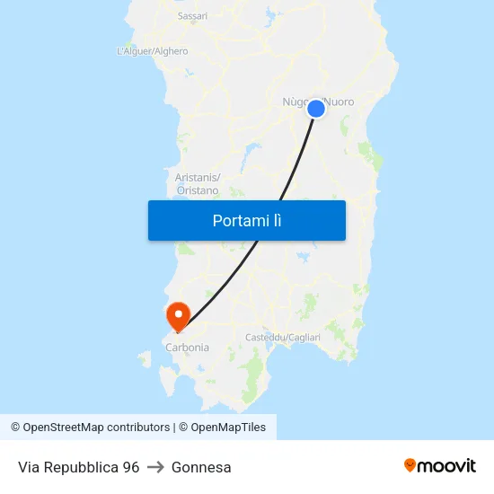 Via Repubblica 96 to Gonnesa map