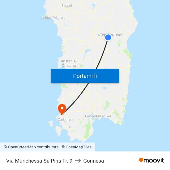 Via Murichessa    Su Pinu Fr. 9 to Gonnesa map