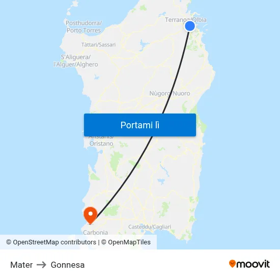 Mater to Gonnesa map