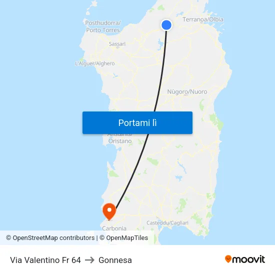 Via Valentino Fr 64 to Gonnesa map