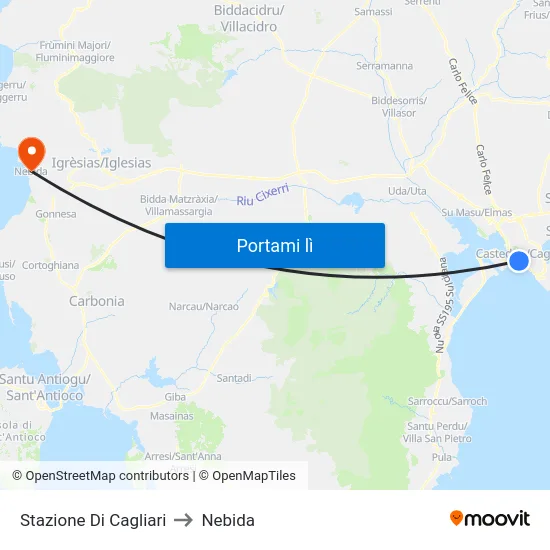 Stazione Di Cagliari to Nebida map