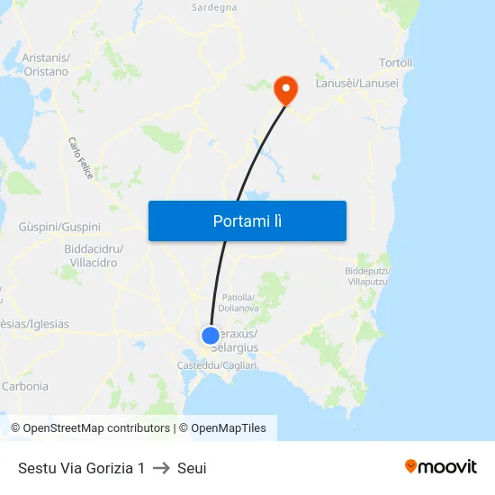 Sestu Via Gorizia 1 to Seui map
